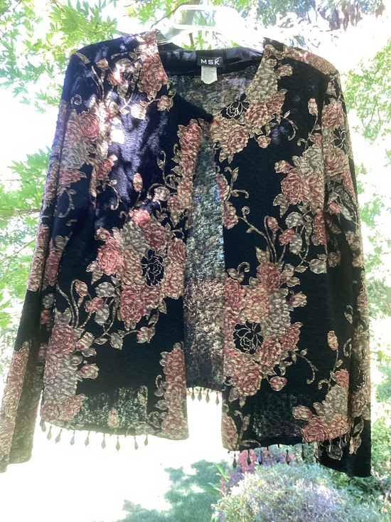 MSK Sweaters - Black Vintage Floral Cardigan By MSK